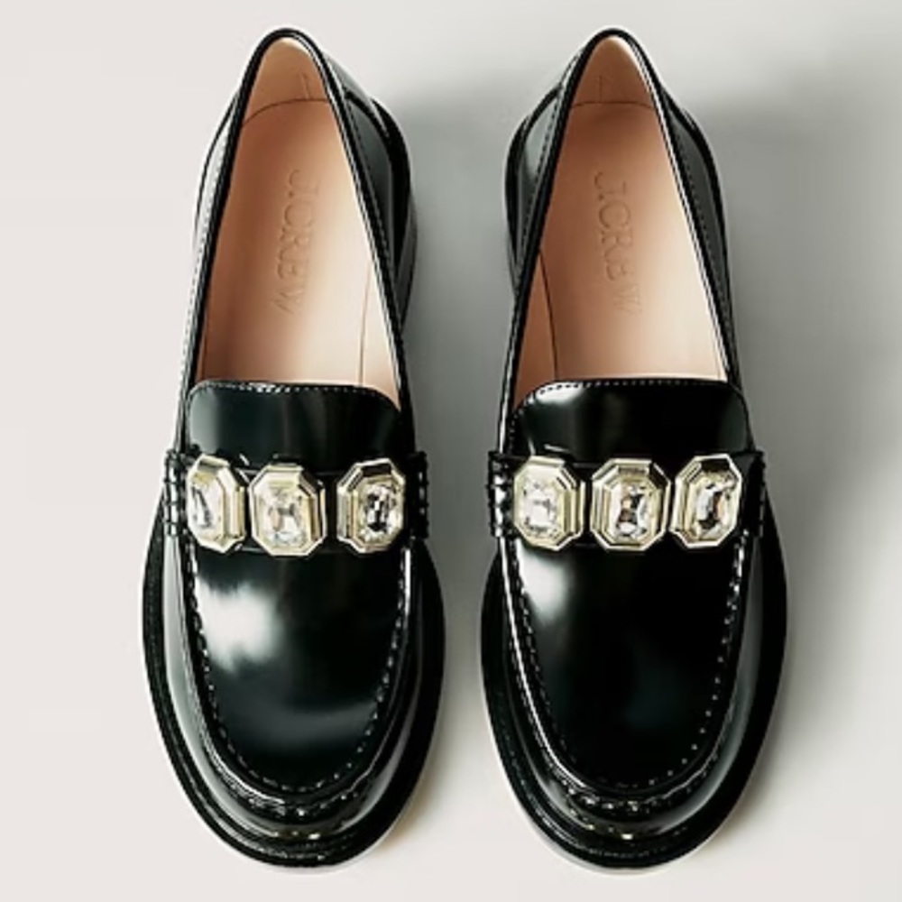 JCREW JEWELED LOAFERS in SPAZZOLATO LEATHER sz 6.5 NIB